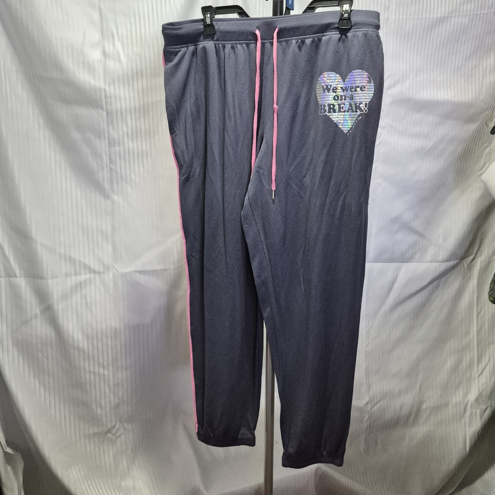 Navy Blue Joggers with Pink Accents